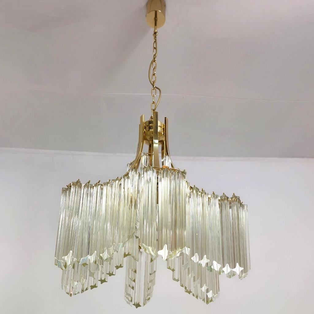 Venini xl waterval kroonluchter 70's Italiaans murano glas, Ophalen, Glas
