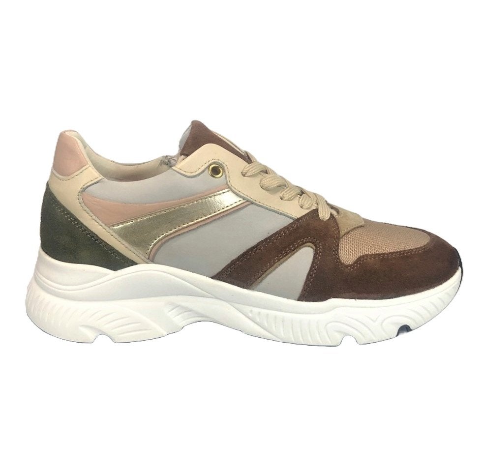 HIP maat 40 lerensneaker/rits beige/bruin - gratis verzenden, Hip, Elzenweg 19 Waalwijk, Schoenen, Nieuw