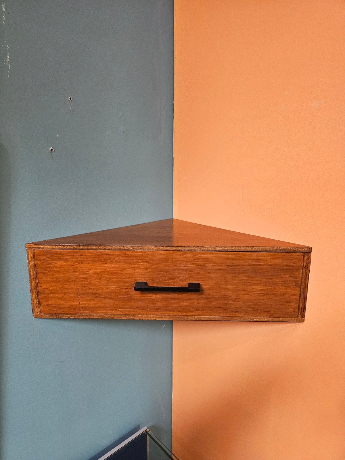 Vintage Zwevend Hoekkastje Wandkastje Nachtkastje Lade Kast, Ophalen of Verzenden