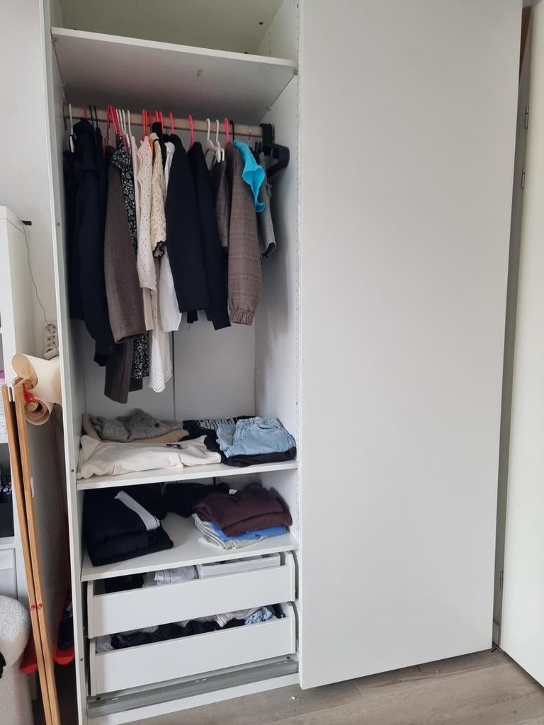 Witte Pax kledingkast met schuifdeuren en lades, Huis en Inrichting, Kasten | Kledingkasten, Ophalen, Gebruikt, 100 tot 150 cm