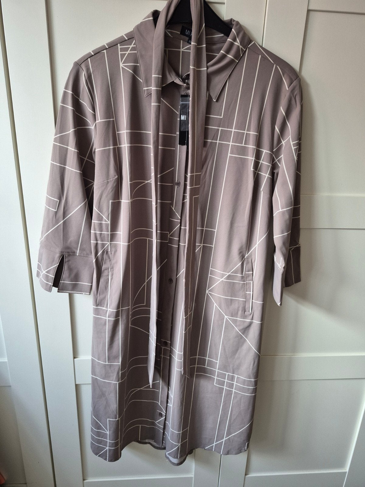 Mi Piace Travelstof Jurk XXL met Grafische Print, Kleding | Dames, Mi Piace, Beige, Maat 46/48 (XL) of groter, Nieuw