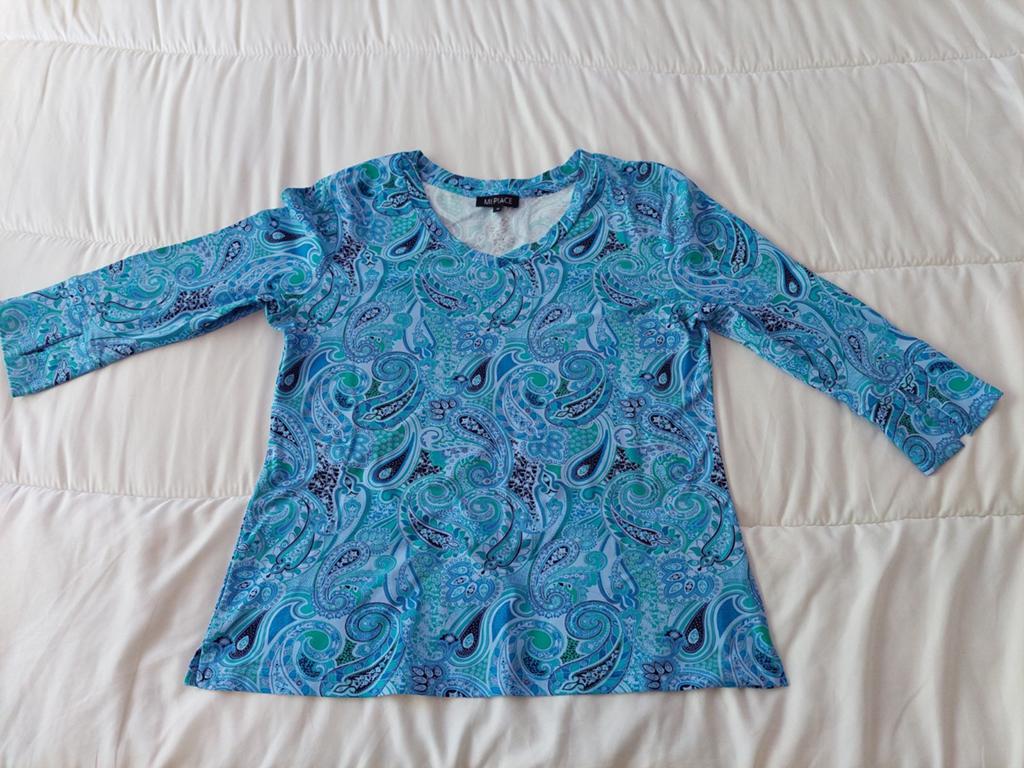 Mi Piace travelstof blouse maat M, Maat 38/40 (M), Mi Piace, Blauw, Nieuw