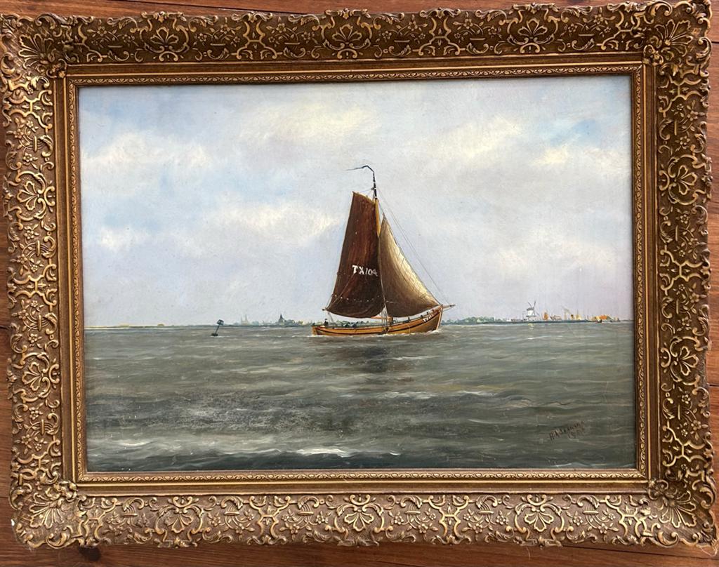 Zeegezicht Jaarsma 1959 - Olieverf op doek, Ophalen of Verzenden