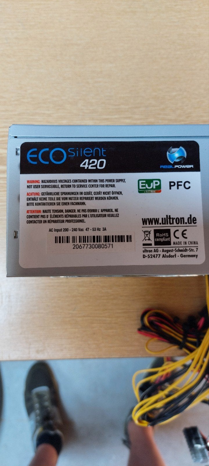 Ultron ECO Silent 420W Voeding, Computers en Software, Interne voedingen, Ophalen of Verzenden, Zo goed als nieuw