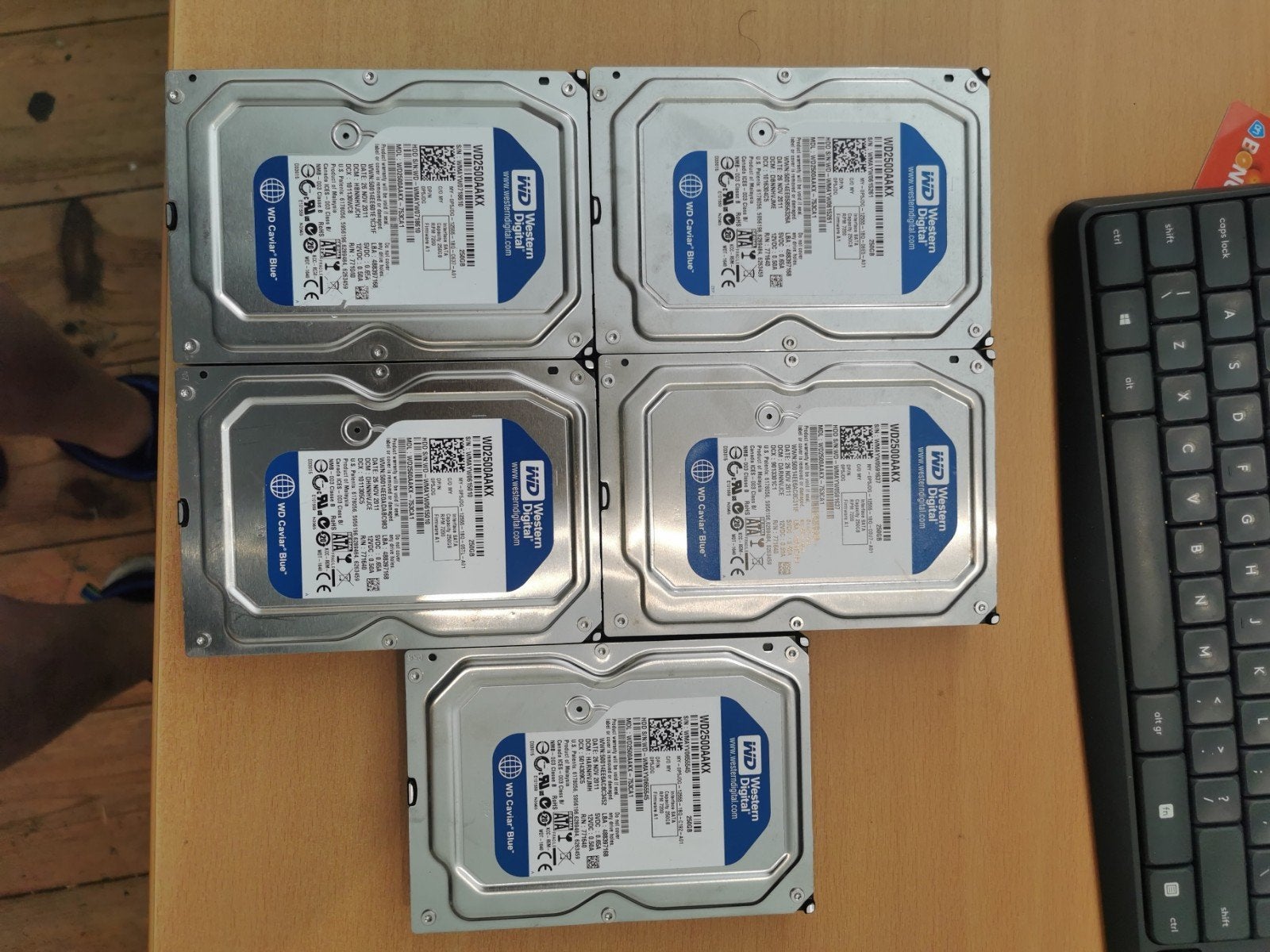 5x Western Digital WD2500AAKX 250GB HDD SATA Harde Schijf, Computers en Software, Harde schijven, Intern, Server, Ophalen of Verzenden