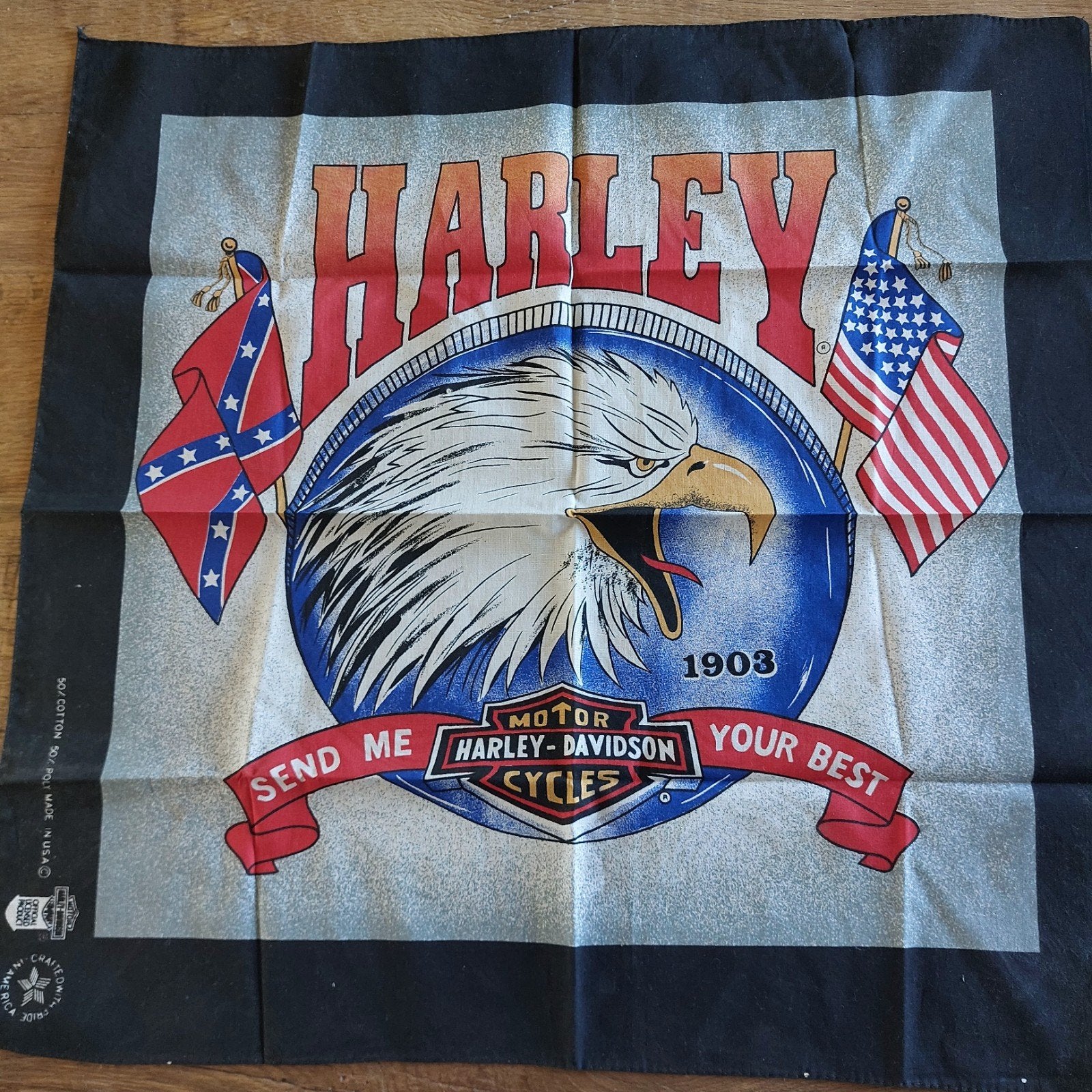 Vintage Harley-Davidson Bandana – Eagle & Flags (1903 / Send, Verzenden, Nieuw