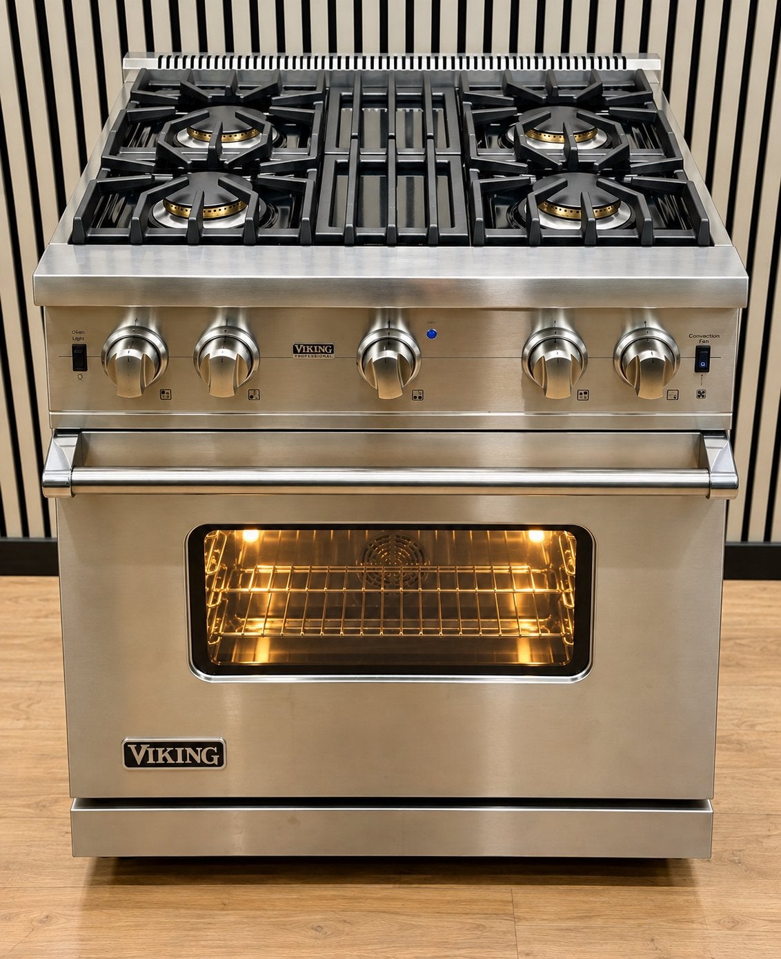 Luxe VIKING Gas Fornuis met Gasoven RVS 76 cm, Witgoed en Apparatuur, Fornello Esperta, Ophalen of Verzenden, Zo goed als nieuw