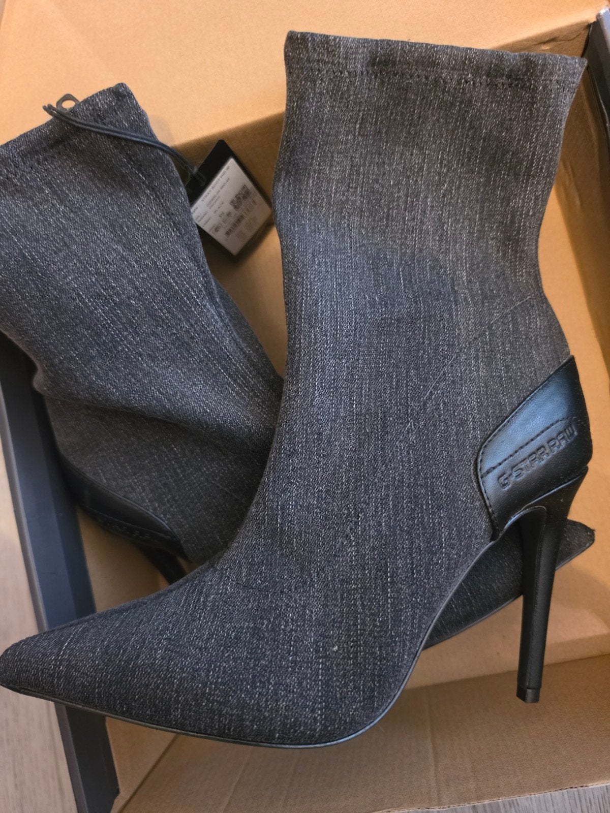 G-Star RAW Stray Boot Mid W - Zwarte denim laarzen maat 39, Zwart, Lage of Enkellaarzen, Nieuw, Ophalen of Verzenden