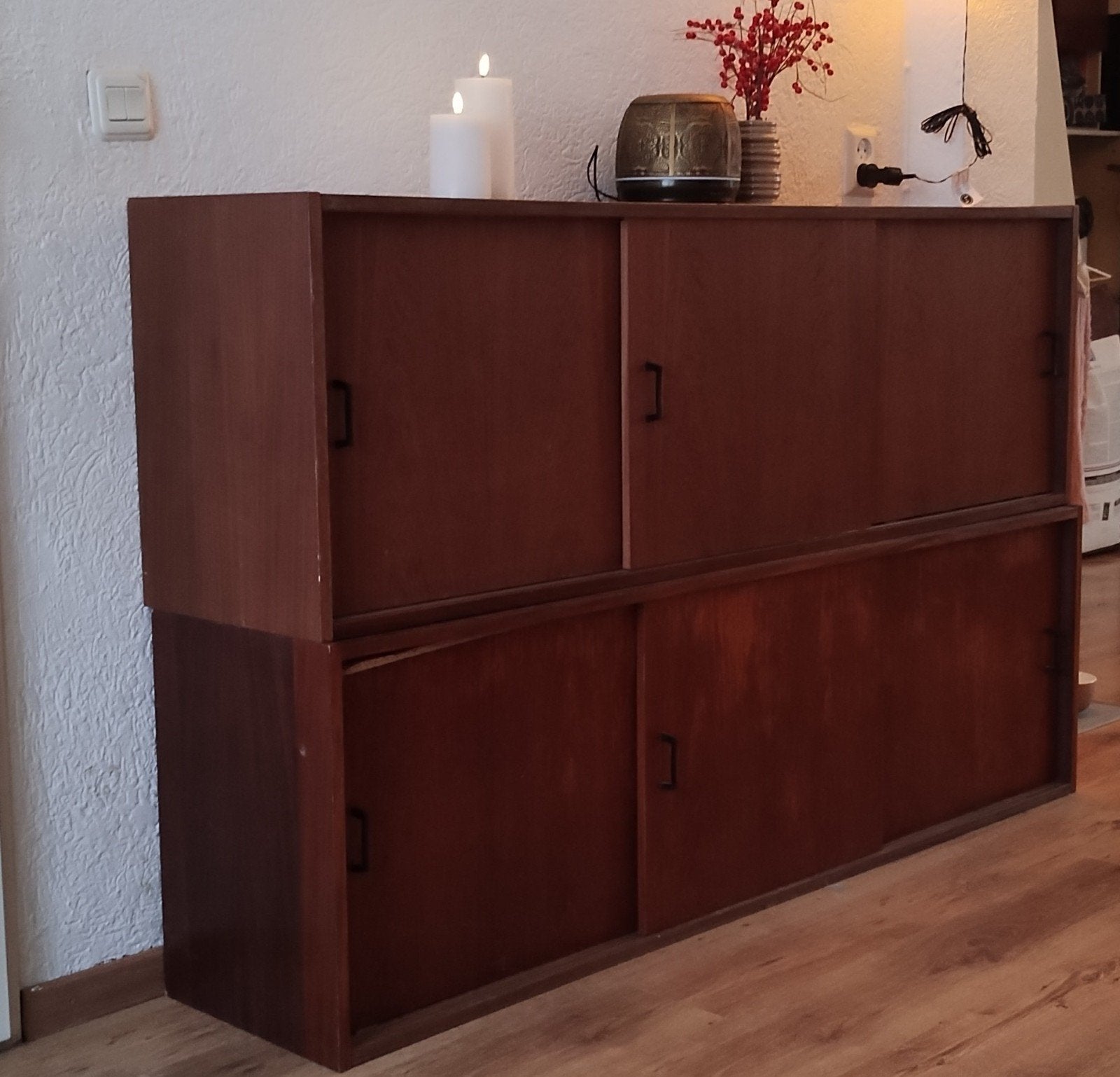 Vintage dressoir/kast simpla lux met schuifdeuren (155x48x34, Ophalen, Gebruikt