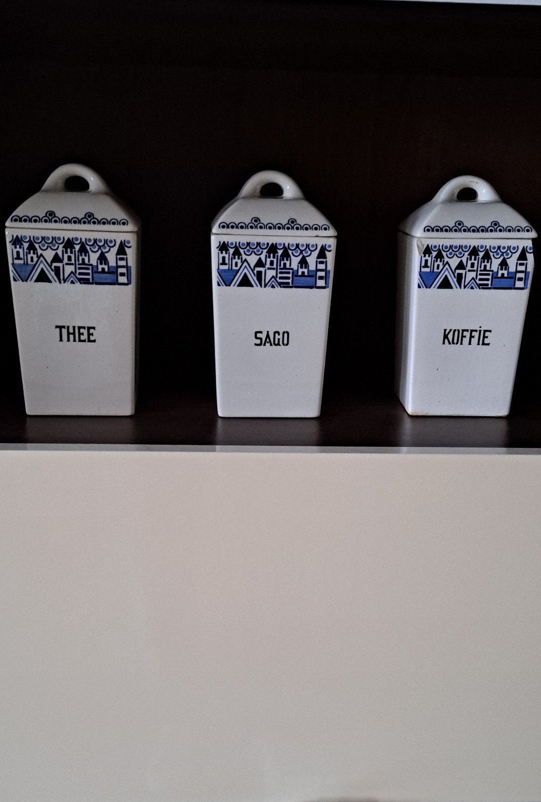 antieke voorraad potten koffie thee sago, Ophalen of Verzenden