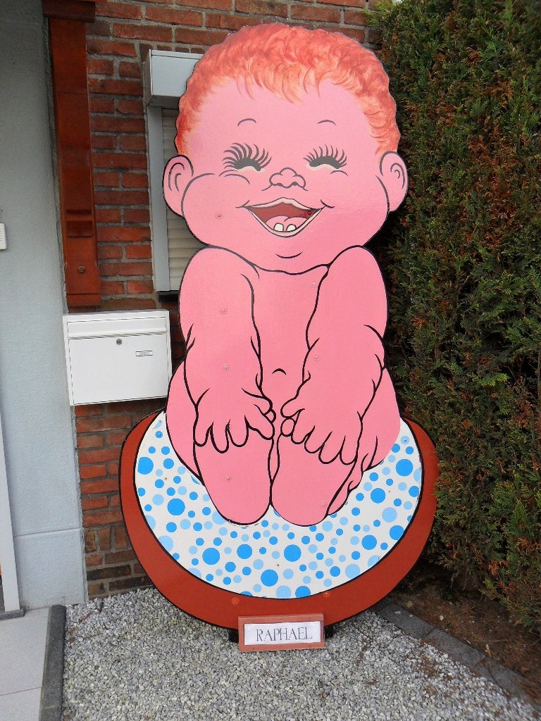 XXL Geboortebord baby op beschuit met muisjes blauw of roze., Ophalen, Nieuw, Geboortebord