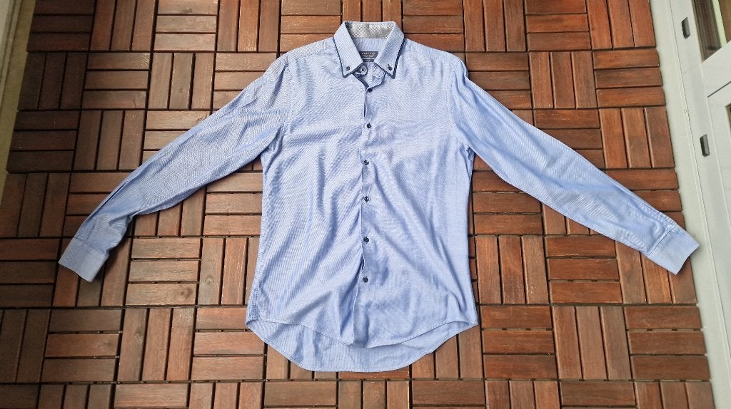 Zara Man Slim Fit overhemd lichtblauw, Ophalen of Verzenden, Zo goed als nieuw, Blauw, Halswijdte 39/40 (M)