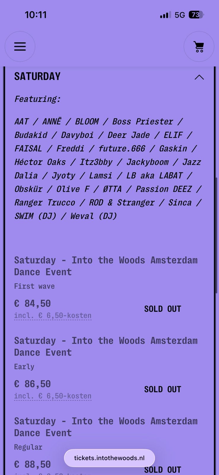 Into the woods ADE 24 oktober zaterdagtickets, Drie personen of meer