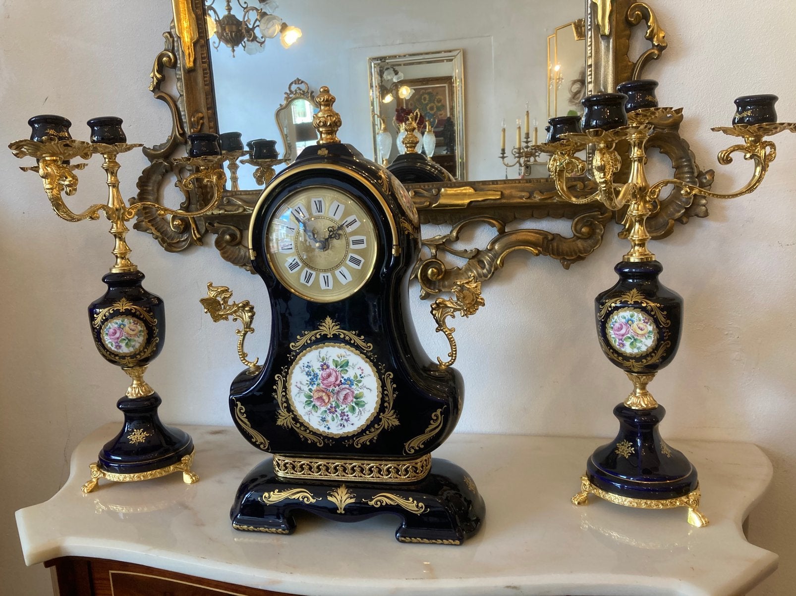 Prachtig limoges klokken stel 46 cm hoog gesigneerd, Antiek en Kunst, Antiek | Klokken, Ophalen