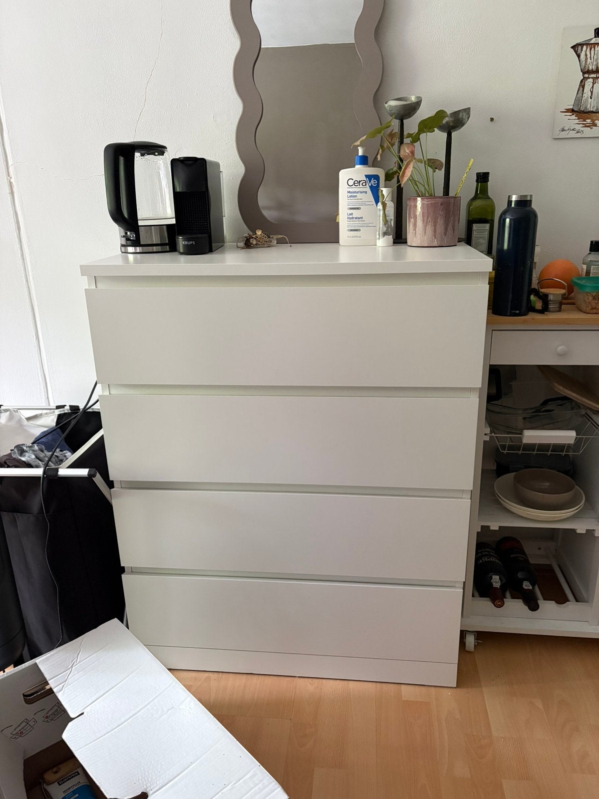 Ikea kast malm 4 lades wit, Huis en Inrichting, Kasten | Ladekasten, Ophalen, 100 tot 150 cm, 50 tot 100 cm, Zo goed als nieuw