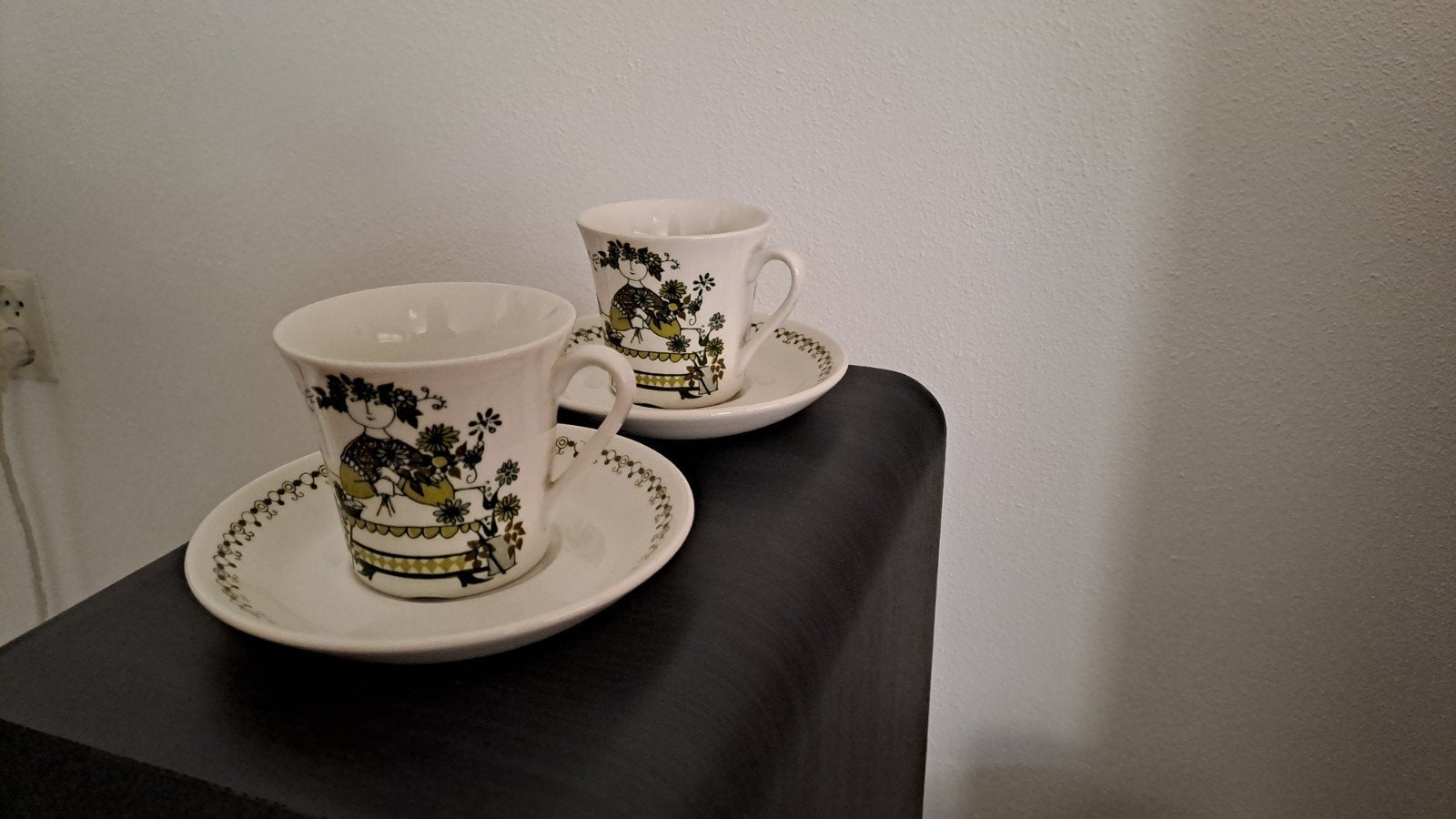 Vintage Figgjo Flint "Market" kop en schotels, Ophalen of Verzenden