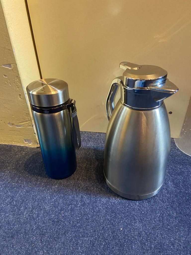 Thermoskan en drinkfles set - RVS, Ophalen, Overige typen, Zilver, Zo goed als nieuw