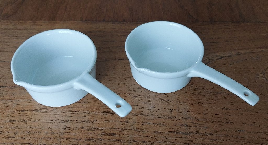 Witte Amuse/Tapas schaaltjes (2x). Rond. Afmeting Ø 7,3x3,5, Keramiek, Ophalen of Verzenden, Overige stijlen, Schaal of Schalen