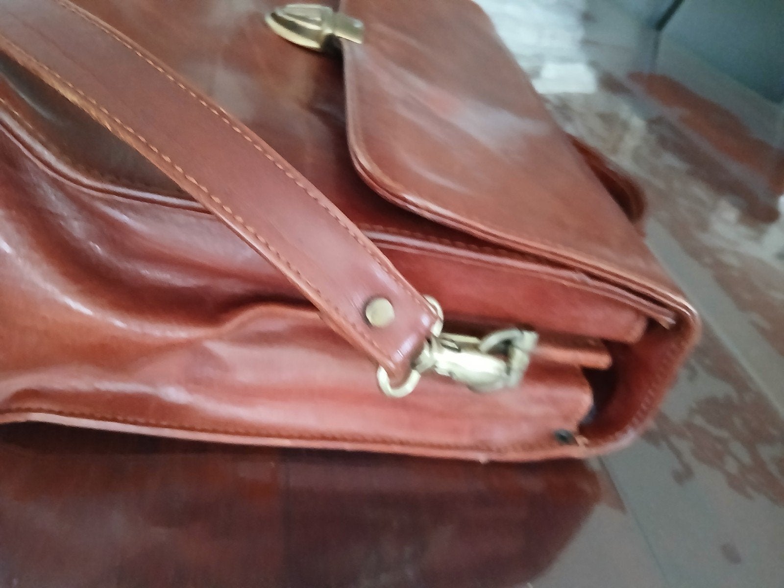Leren documenten tas., Sieraden, Tassen en Uiterlijk, Tassen | Reistassen en Weekendtassen, Ophalen, Bruin, 40 tot 60 cm, Minder dan 35 cm