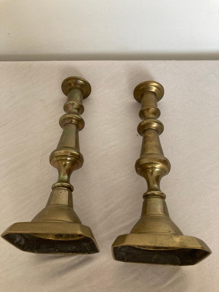 Antieke Engelse Koperen Kandelaren - ca. 1890, Antiek en Kunst, Antiek | Kandelaars, Ophalen of Verzenden, Koper of Brons