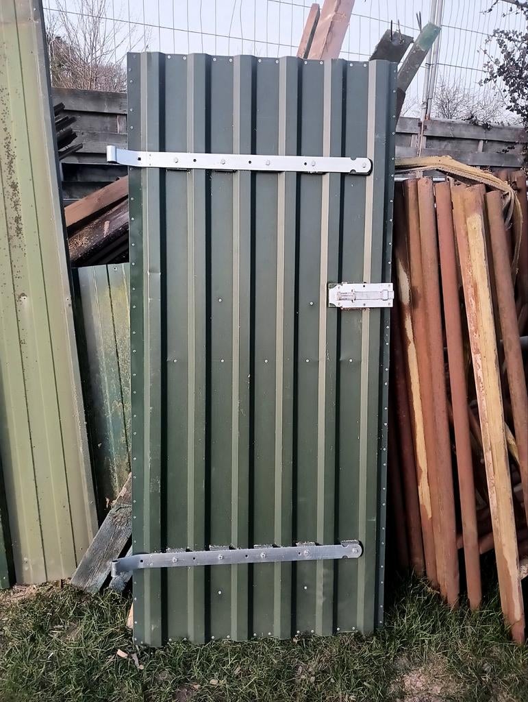 Metalen Deur / Poort 82x182 cm met Hang- en Sluitwerk, Doe-het-zelf en Verbouw, Deuren en Horren, Gebruikt, 80 tot 100 cm, Overige typen