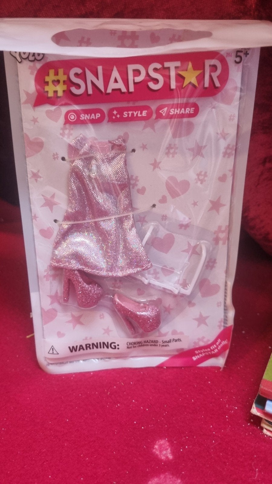 SNAPSTAR Poppenkleding Roze Glitter Jurk en Schoenen Nieuw, Verzenden