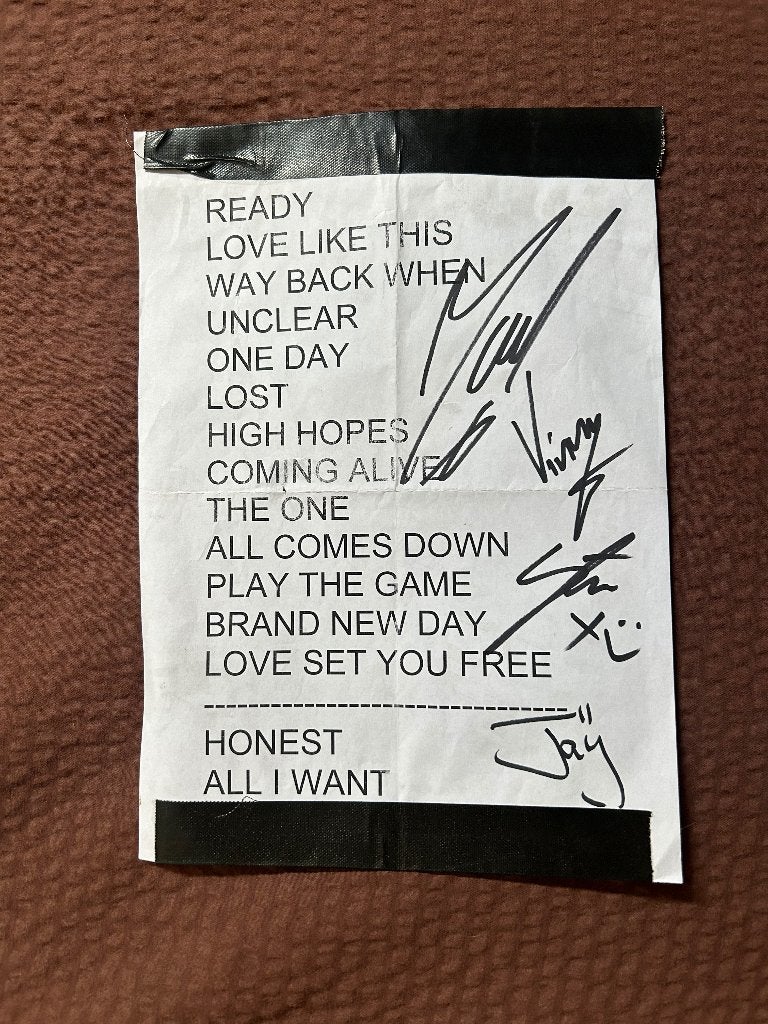 Kodaline setlist gesigneerd / signed (Paradiso 2015), Tickets en Kaartjes, Drie personen of meer