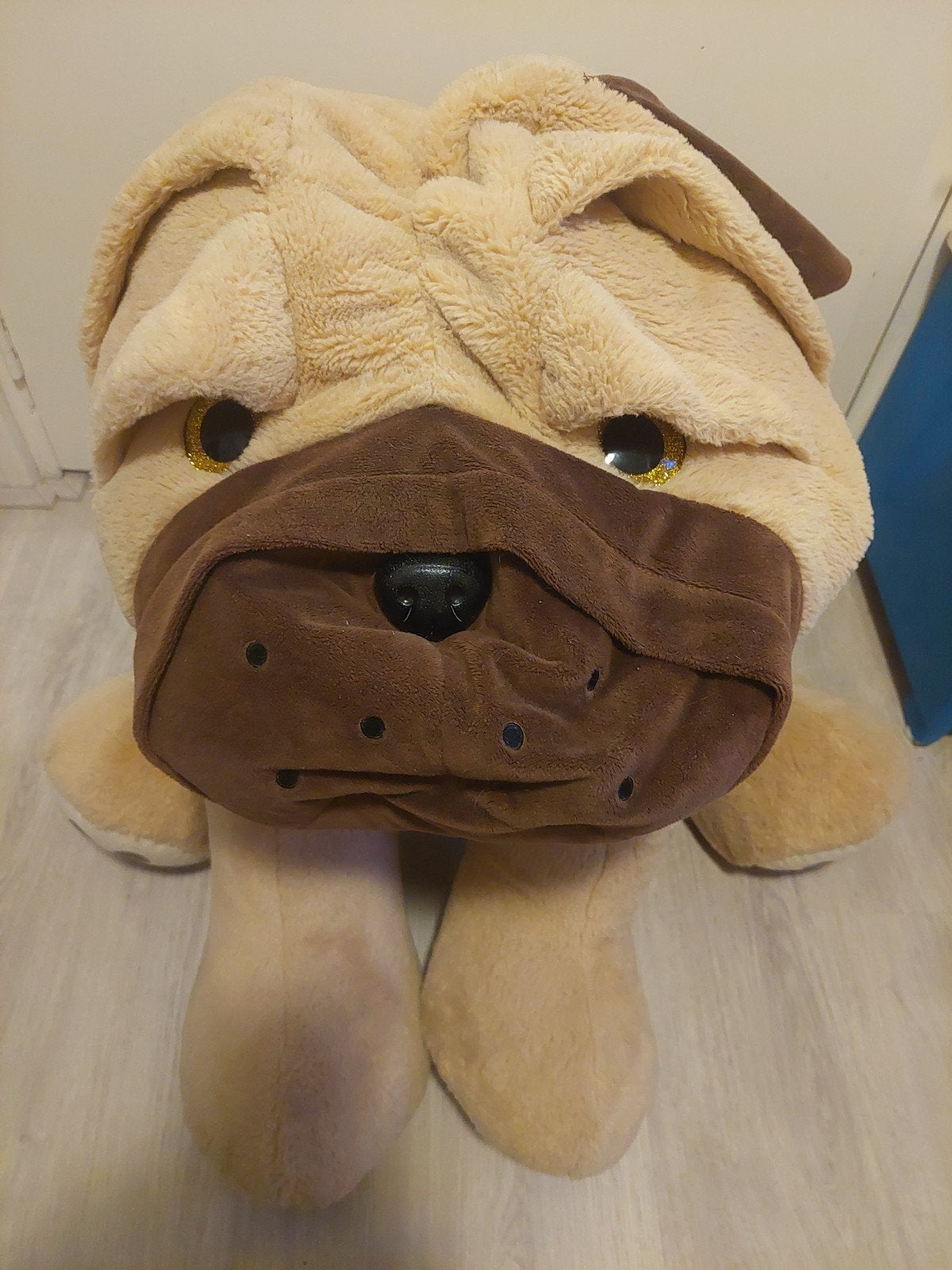 Grote knuffel hond Shar Pei - 85 cm hoog, Gebruikt, Verzenden, Hond, Beige