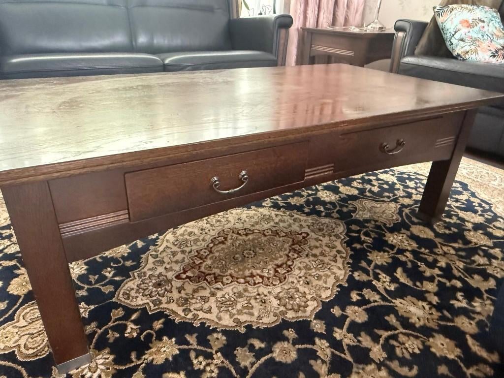 Salontafel - donker eiken, Huis en Inrichting, Tafels | Salontafels, Ophalen, Gebruikt, 100 tot 150 cm, Klassiek