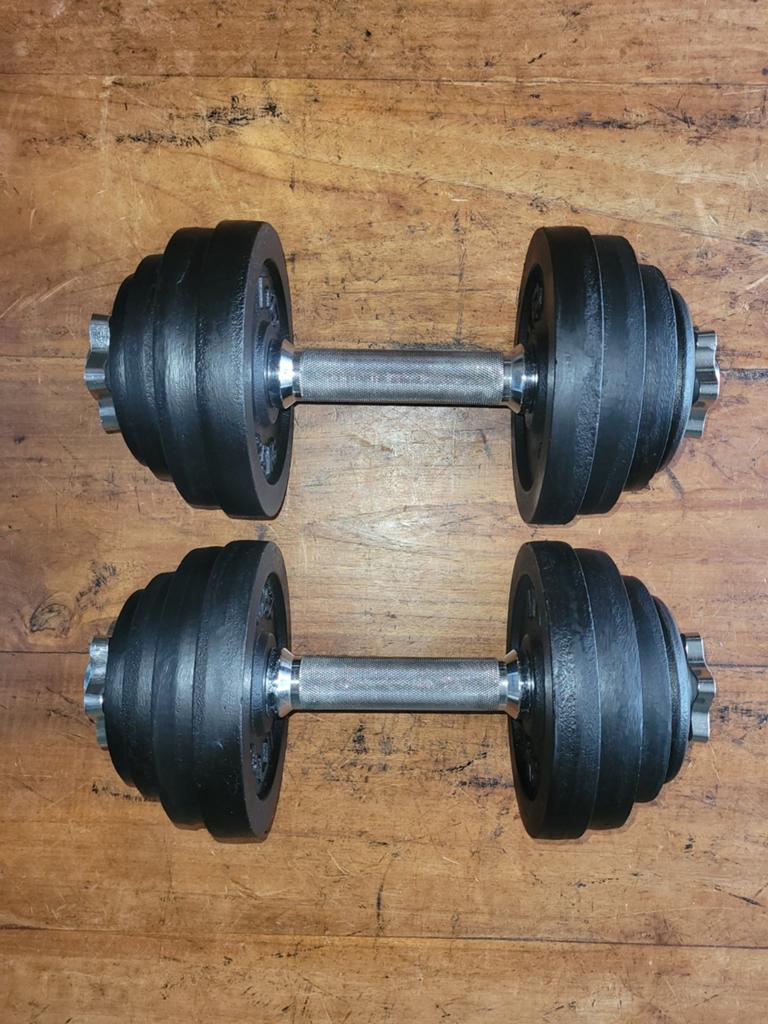Dumbells 2 x 15kg gietijzer 30mm, Sport en Fitness, Ophalen, Dumbbell