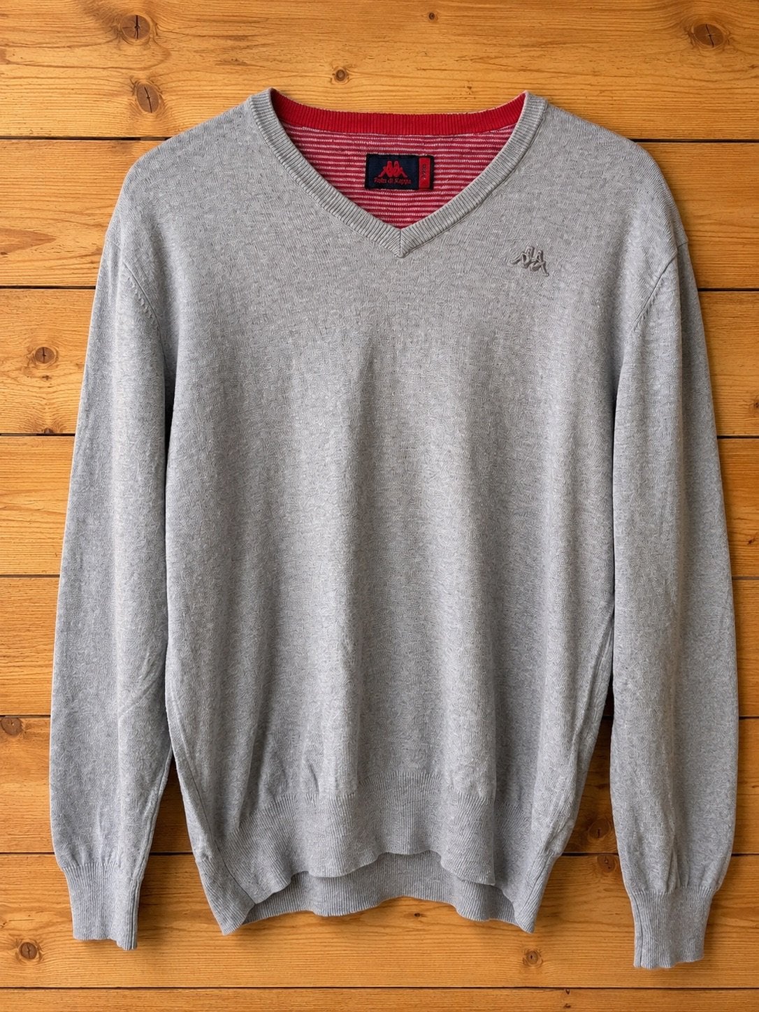 Robe Di Kappa Luxe V-Hals Trui Grijs -Katoen & Kasjmier -L, Ophalen of Verzenden, Zo goed als nieuw, Maat 52/54 (L), Grijs