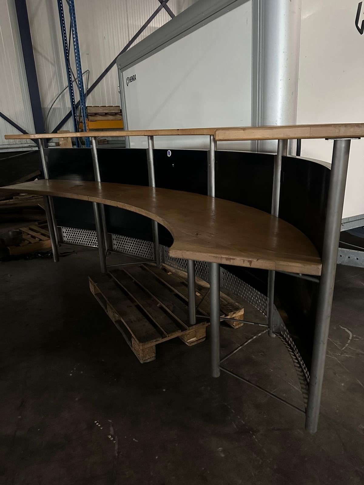 Stijlvolle Gebogen Bar/balie met Houten Blad, Ophalen, Gebruikt