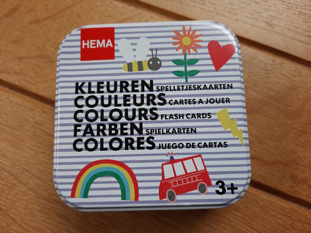 HEMA kleuren spelletjeskaarten in blik - 3+  jaar - nieuw -, Ophalen of Verzenden, Nieuw