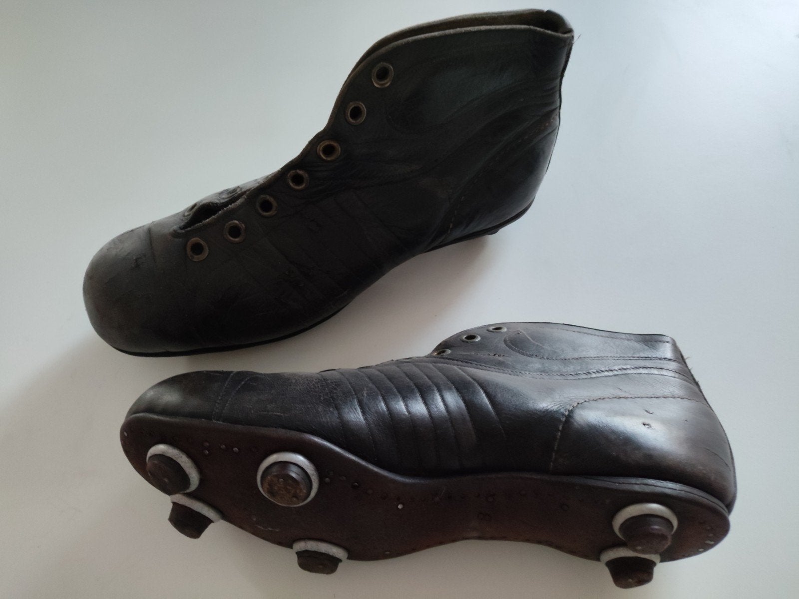 Vintage Leren Voetbalschoenen met Schroefnoppen, Ophalen of Verzenden