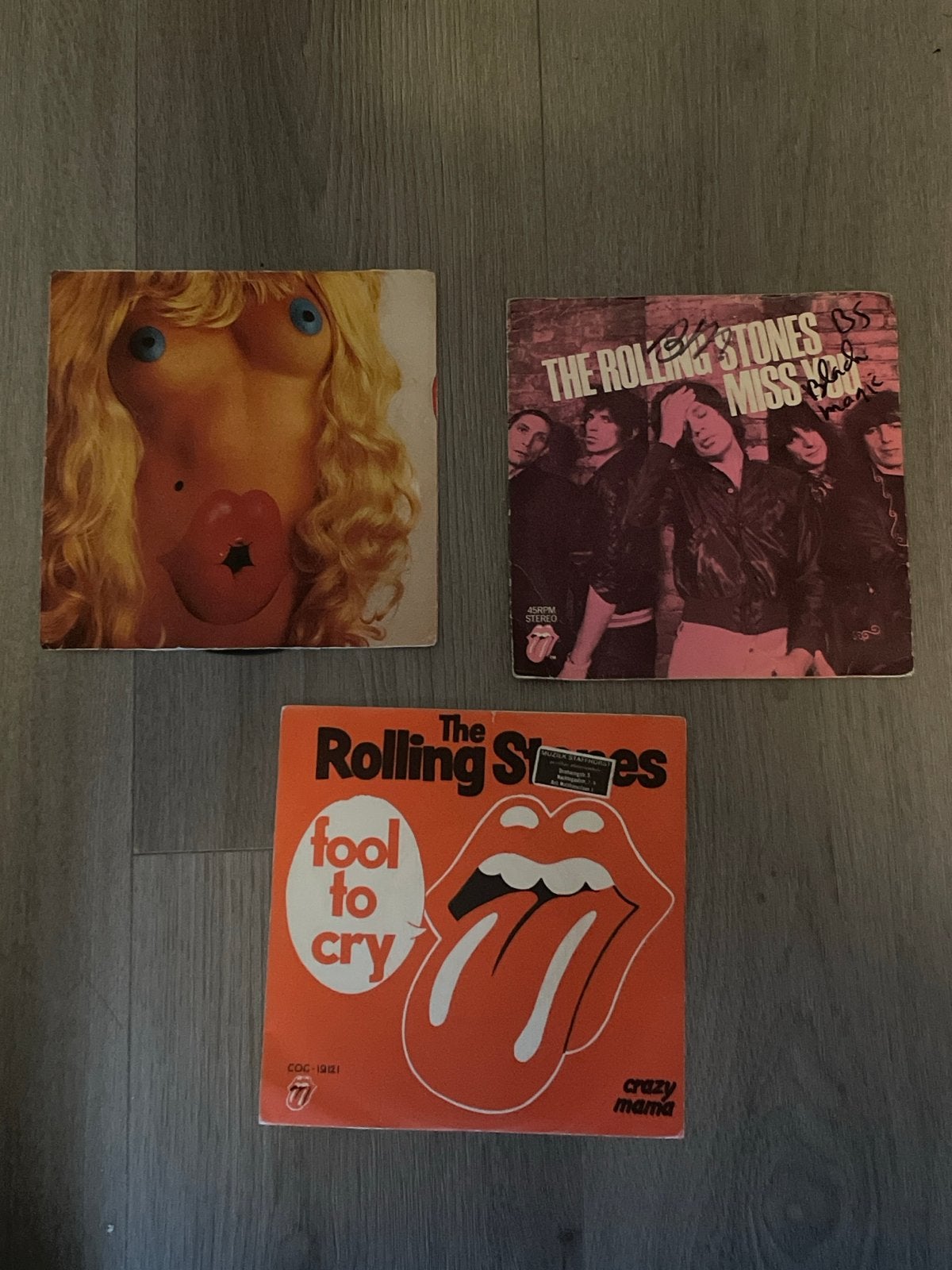 3 Rolling Stones 7" singles: Miss You, Fool to Cry, Angie, Cd's en Dvd's, Vinyl Singles, Ophalen of Verzenden, Gebruikt, Rock en Metal