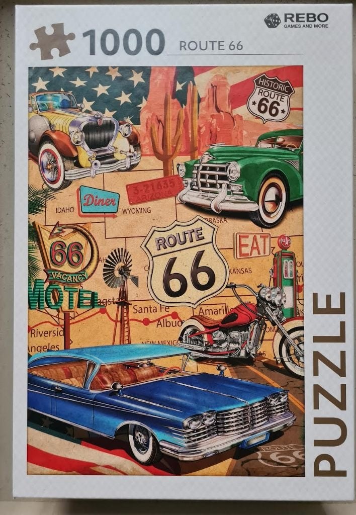 Rebo puzzel: Route 66, Ophalen of Verzenden, 500 t/m 1500 stukjes, Zo goed als nieuw, Legpuzzel