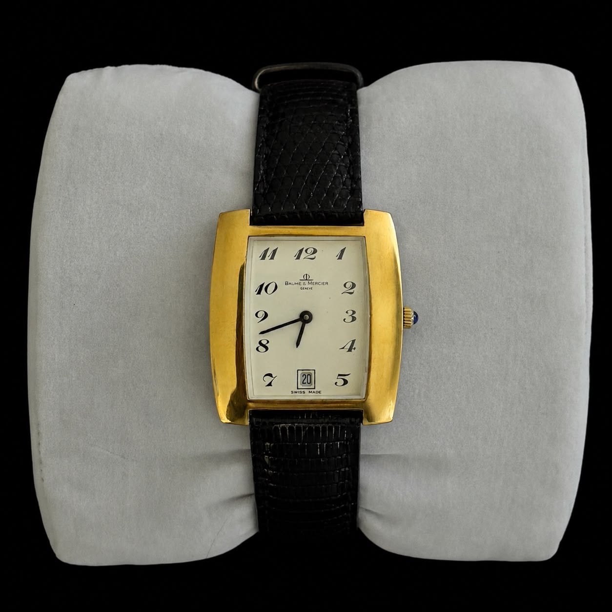 Baume & Mercier Tank, Leer, Polshorloge, Zo goed als nieuw, Goud