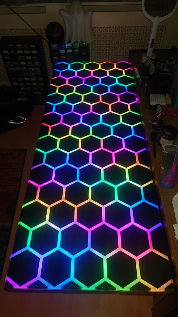 RGB Hexagon LED Tafel 145x55cm met App & Home Assistant, Ophalen, Overige materialen, 100 tot 150 cm, Nieuw