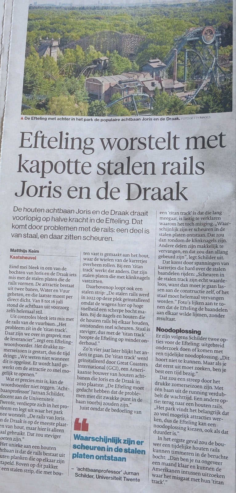 Efteling - Joris de Draak - Krantenartikel, Ophalen of Verzenden, 1980 tot heden, Nederland, Knipsel(s)