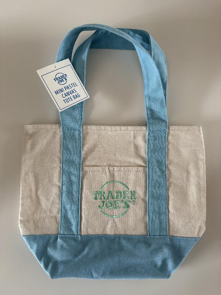 Trader Joe's Mini Pastel Canvas Tote Bag tas shopper blauw, Ophalen of Verzenden, Nieuw, Blauw