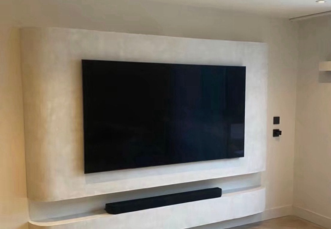 Nieuw japandi curved cinewal tv wand walnoot, Ophalen, Zo goed als nieuw, 25 tot 50 cm, Minder dan 100 cm