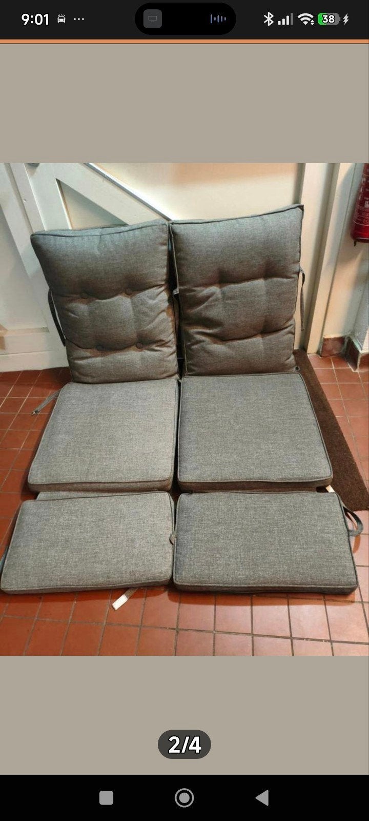 Dikke grijze stoelkussens voor binnen of buiten, Ophalen, Gebruikt, Grijs, Vierkant