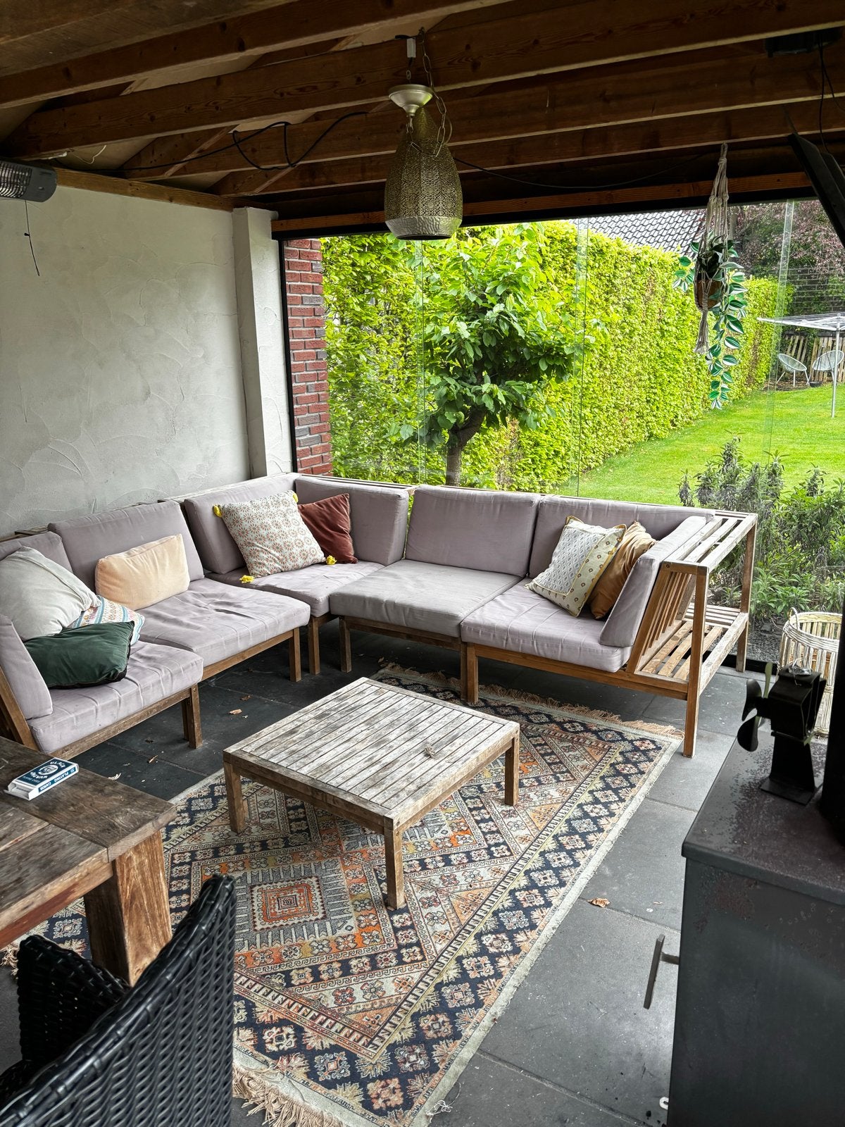 Fortuna - Acaciahout - The Outsider loungeset met kussens, Tuin en Terras, Tuinsets en Loungesets, Gebruikt, Meer dan 8 zitplaatsen