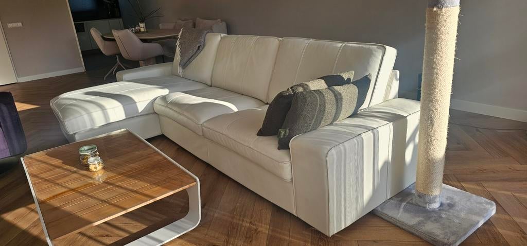 Lederen ikea Hoekbank - Crème Wit, Ophalen, 250 tot 300 cm, Gebruikt, Modern en comfortabel