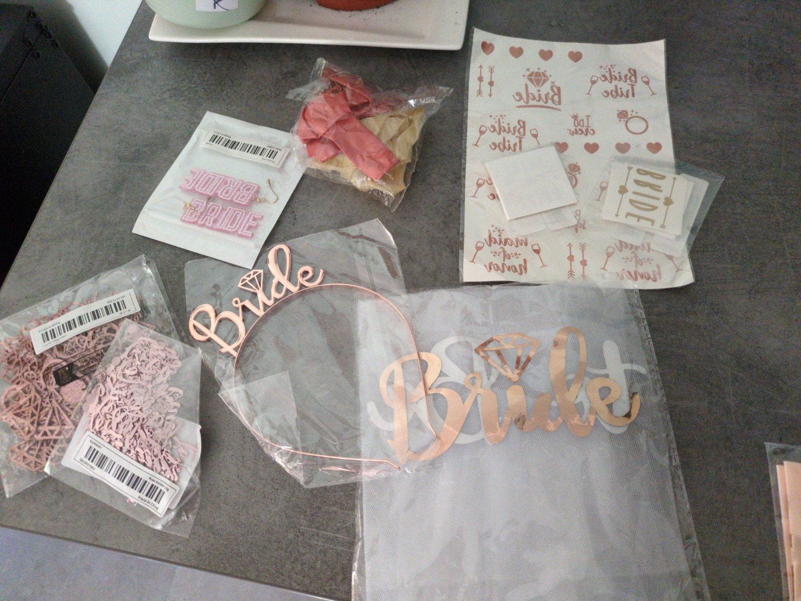 Bride to be feestartikelen set - Rose Goud, Ophalen of Verzenden, Zo goed als nieuw, Feestartikel, Geboorte of Huwelijk