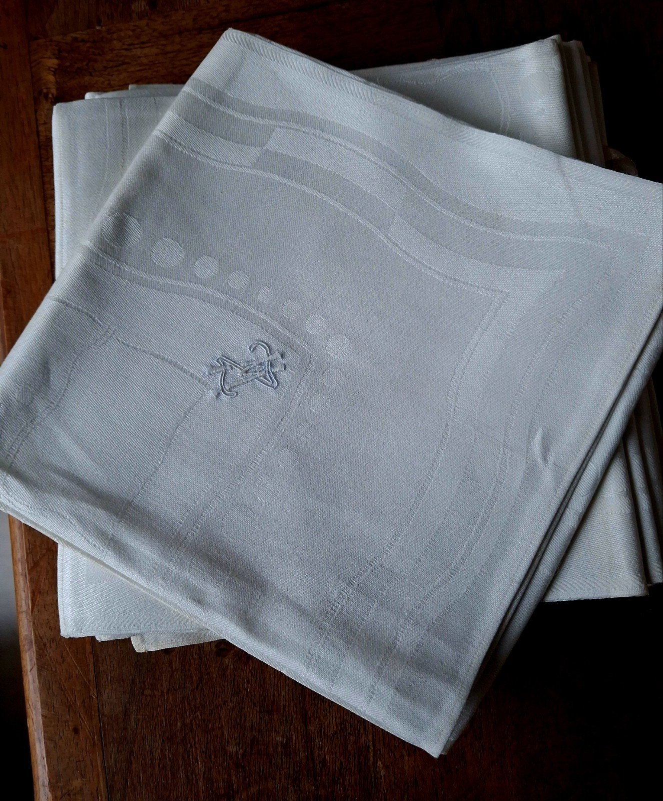 damast servetten,9,stuks,monogram,60x60 cm ,nieuw, Ophalen of Verzenden
