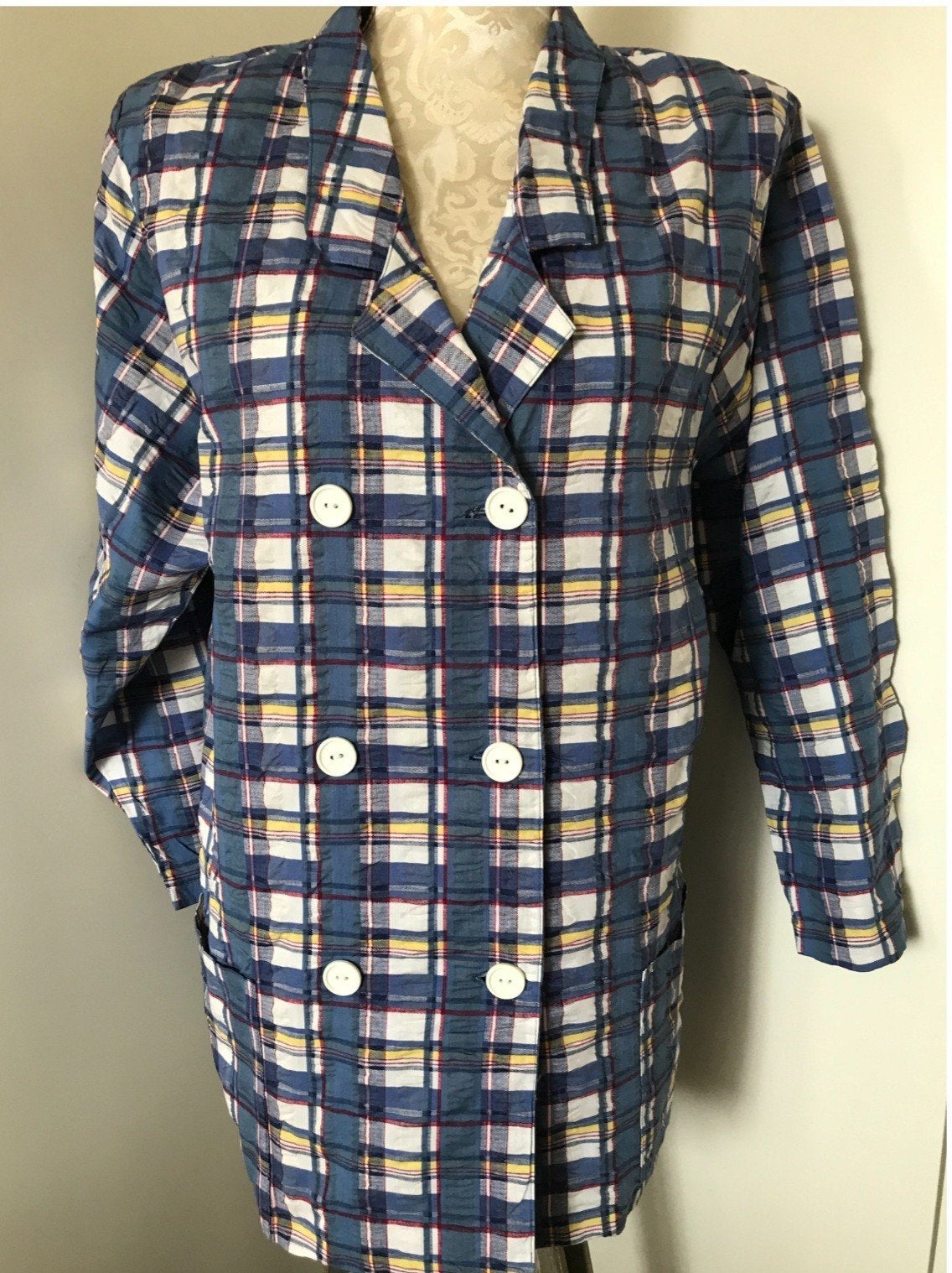 Nieuwe Geruite Katoenen Blazer, Ophalen of Verzenden, Nieuw, Maat 38/40 (M), Blauw