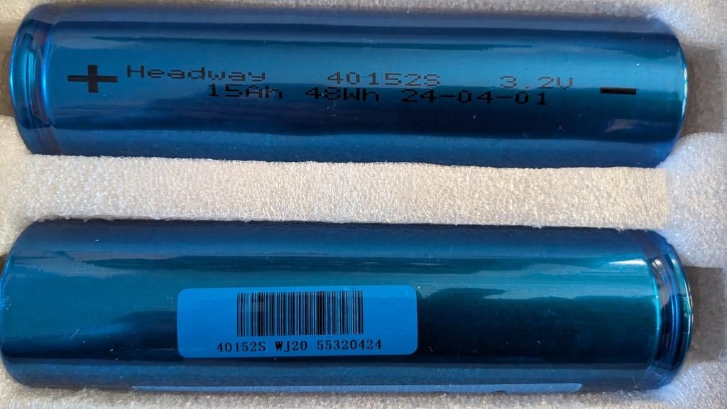 Headway LiFePo4 Batterijen 3.2V 15Ah 48Wh (2 stuks), Ophalen of Verzenden, Gebruikt