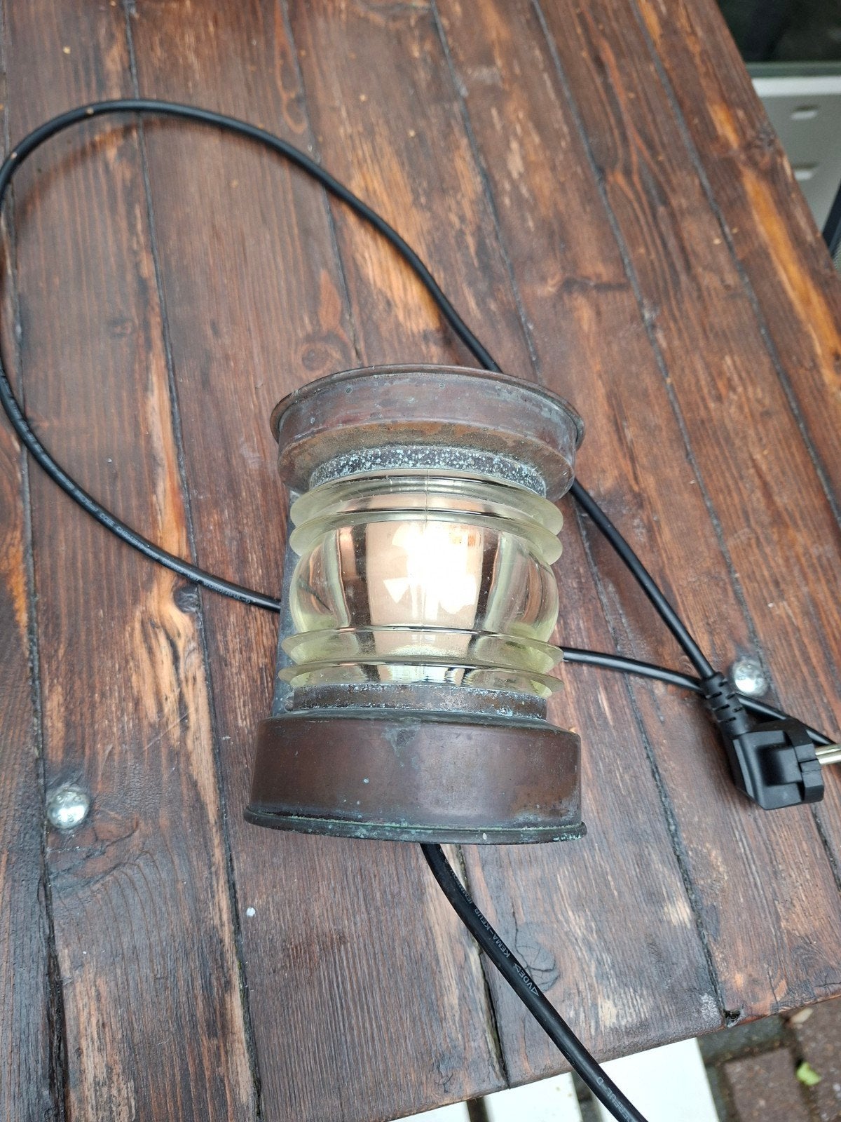 Antieke koperen scheepslamp - Toplicht, Ophalen of Verzenden