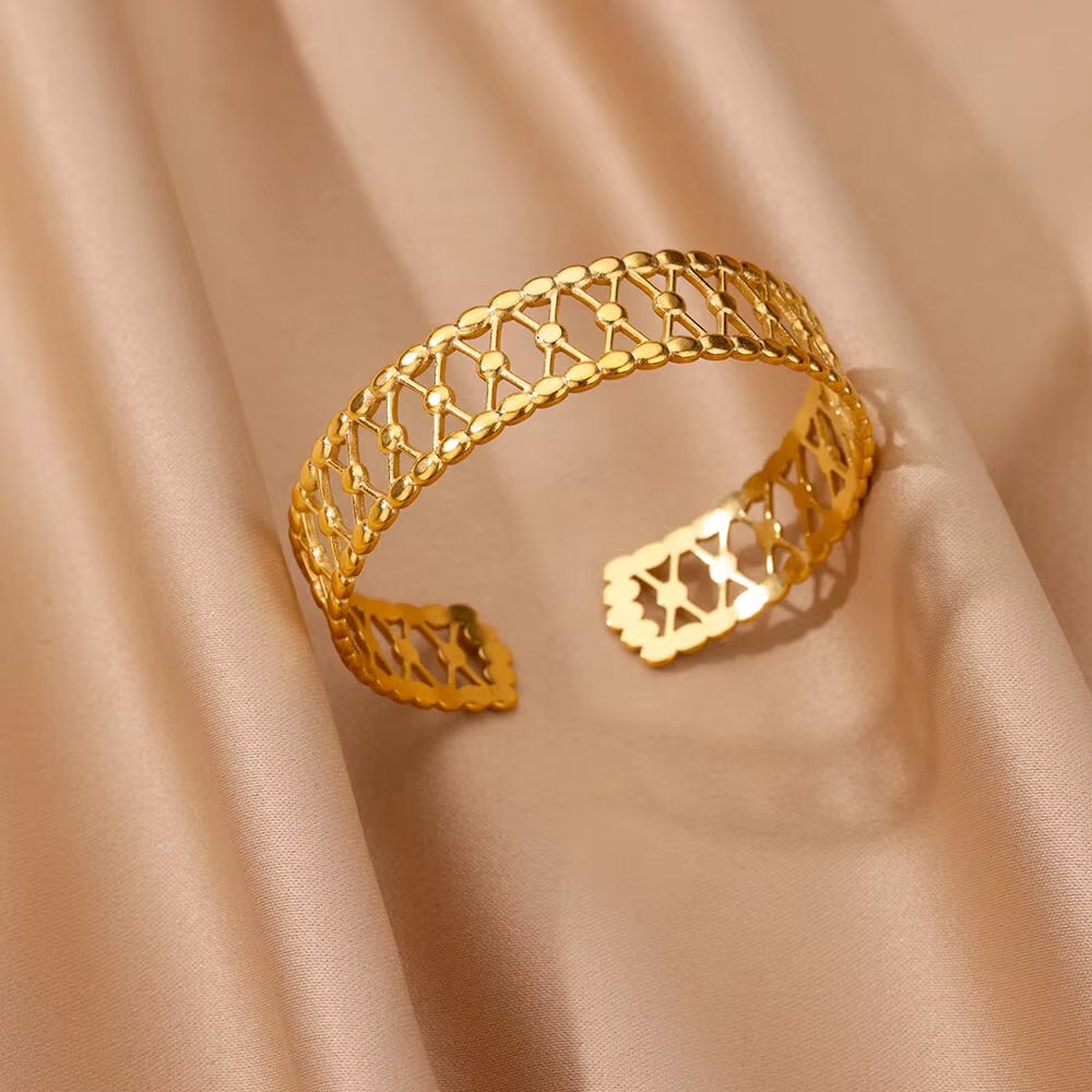 Goudkleurige Dames Geometrische Armband, Verzenden, Nieuw, Goud, Staal